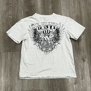 Y2K Tony Hawk Graphic Tee T-Shirt Women's Size Small White Skater Grunge Emo